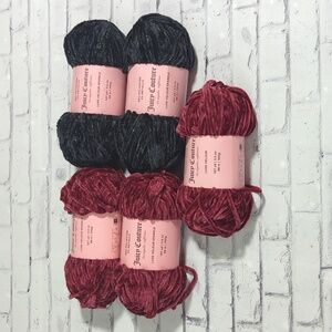 RARE! 5 Brand New Skeins JUICY COUTURE Luxe Velour & Sparkle Yarn DISCONTINUED